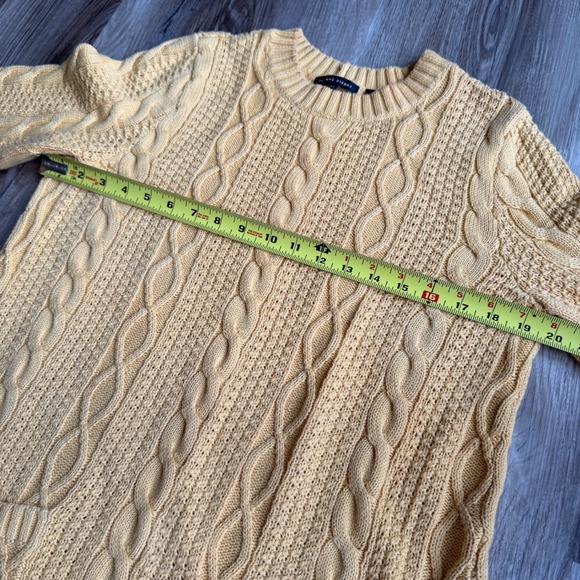 Jeanne Pierre Womens Mustard Yellow Cable Knit Fisherman's Sweater M Tunic - Picture 6 of 6